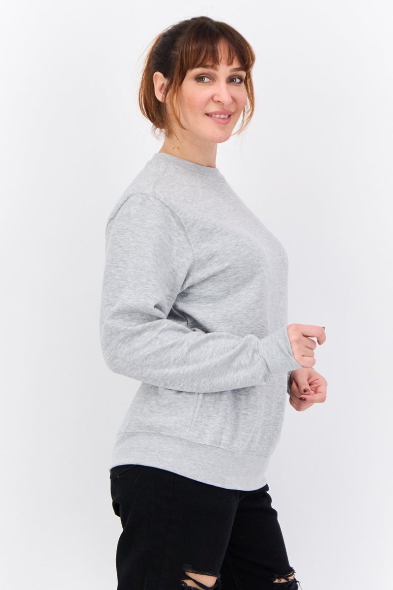 CROSSHATCH سويت شيرت نسائي بأكمام طويلة و ياقة دائرية، رمادي - Image 3