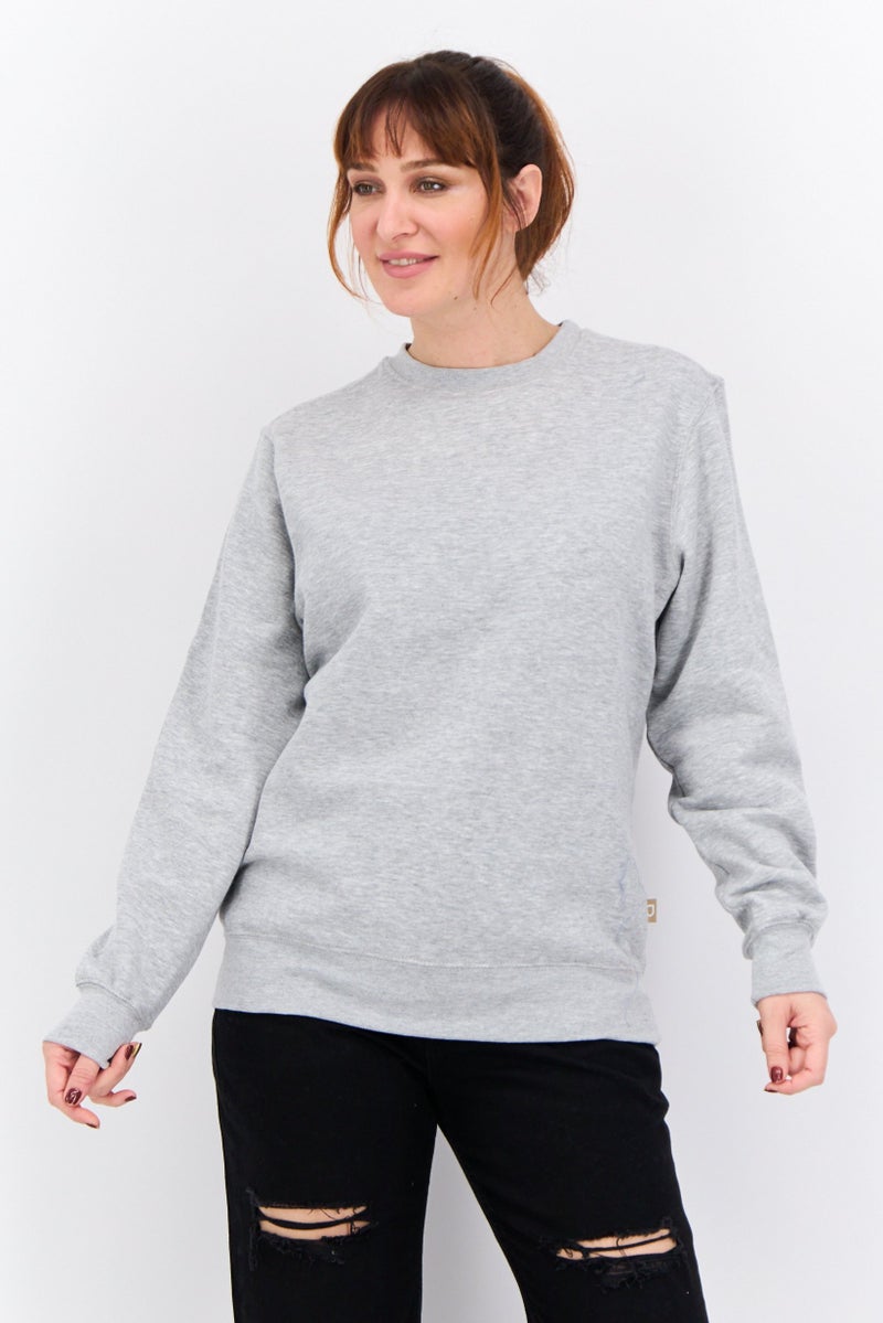 CROSSHATCH سويت شيرت نسائي بأكمام طويلة و ياقة دائرية، رمادي - Image 1