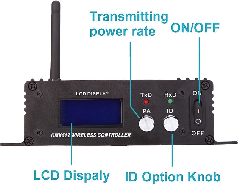 512 Transmitter Receiver with LCD Display, Aluminum Alloy Material, 400m Effective Distance, 2.4G ISM 126 Channels, for Disco DJ Party Light - Image 2