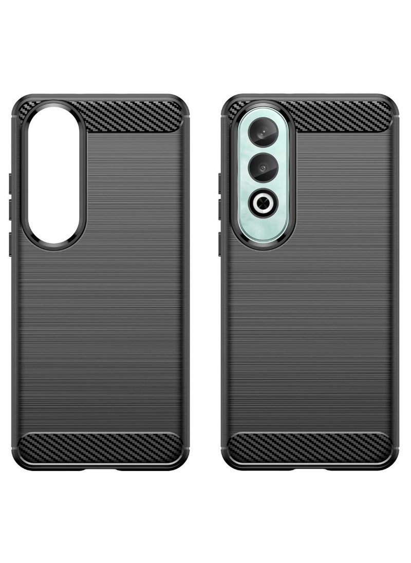 Generic - OnePlus Nord CE4 5G Rugged Shield Cover – Black. Brushed carbon fiber texture, shockproof TPU, anti-slip, slim, and lightweight for durable protection. - Image 1