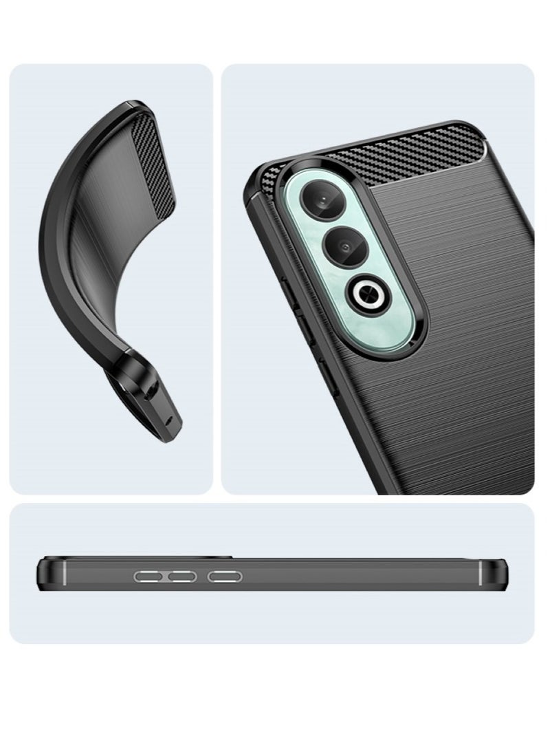 Generic - OnePlus Nord CE4 5G Rugged Shield Cover – Black. Brushed carbon fiber texture, shockproof TPU, anti-slip, slim, and lightweight for durable protection. - Image 1