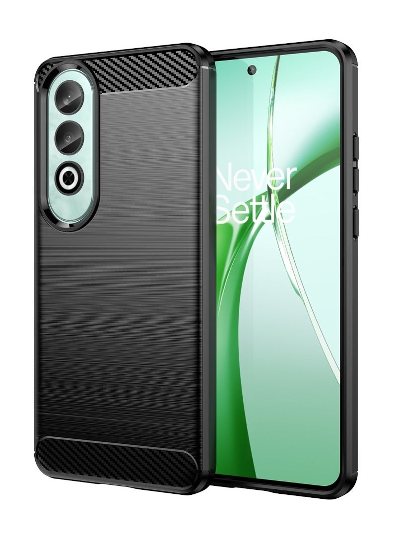 Generic - OnePlus Nord CE4 5G Rugged Shield Cover – Black. Brushed carbon fiber texture, shockproof TPU, anti-slip, slim, and lightweight for durable protection. - Image 1