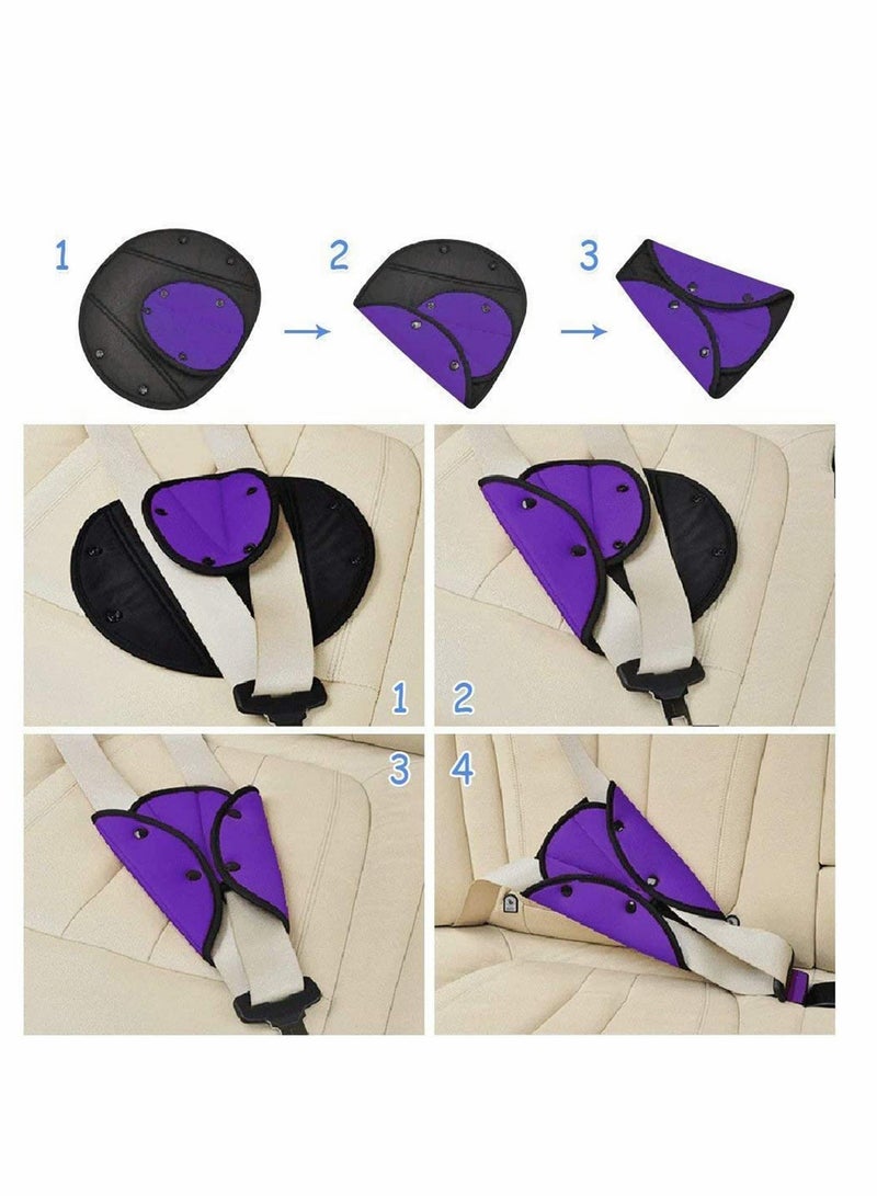 Baby Kid Seat Belt Seatbelt Clip Seat Belt Adjustable Knob Belt Child Car Safety Cover Harness Strap Cars Adjuster Pad Purple + Blue - Image 3
