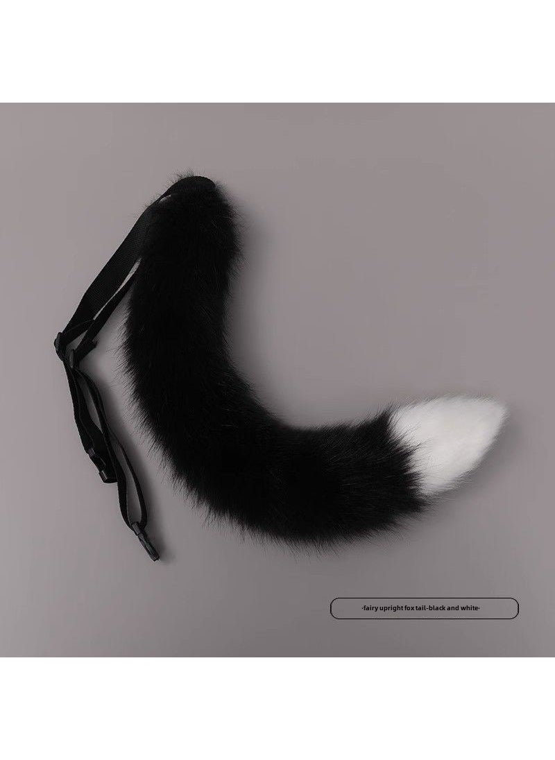 Generic 2023 Cute Fox Tail Cosplay Set, Japanese Style Cat Accessories Black White Tip 
