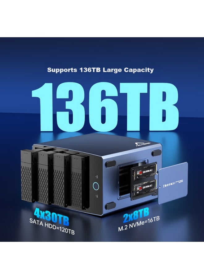 Acasis 6-bay Hybrid Hard Drive Enclosure Raid Box 40gbps Transmission For Mac Mini/nas Expansion Storage H006 - Image 3