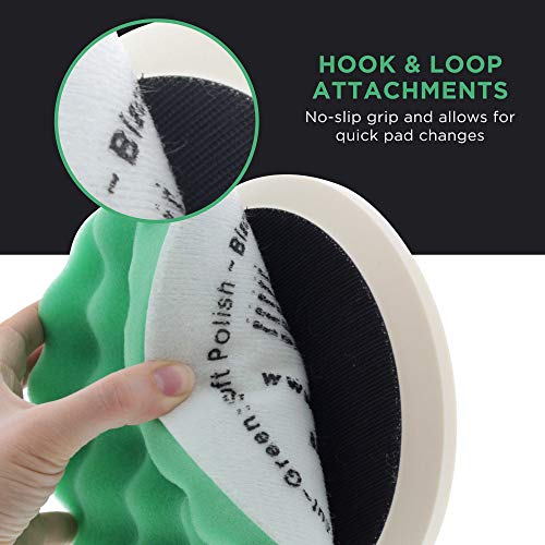 TCP Global 8" Green Waffle Foam Buffing Pad Hook and Loop Backing - Final Cut Pad for Polishing, Automotive, Marine, Truck, RV & Compound Cutting, Car Polishing Pads - Image 4