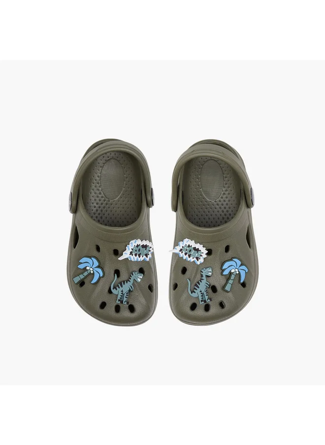 Aqua Boys Dinosaur Applique Clogs with Backstrap