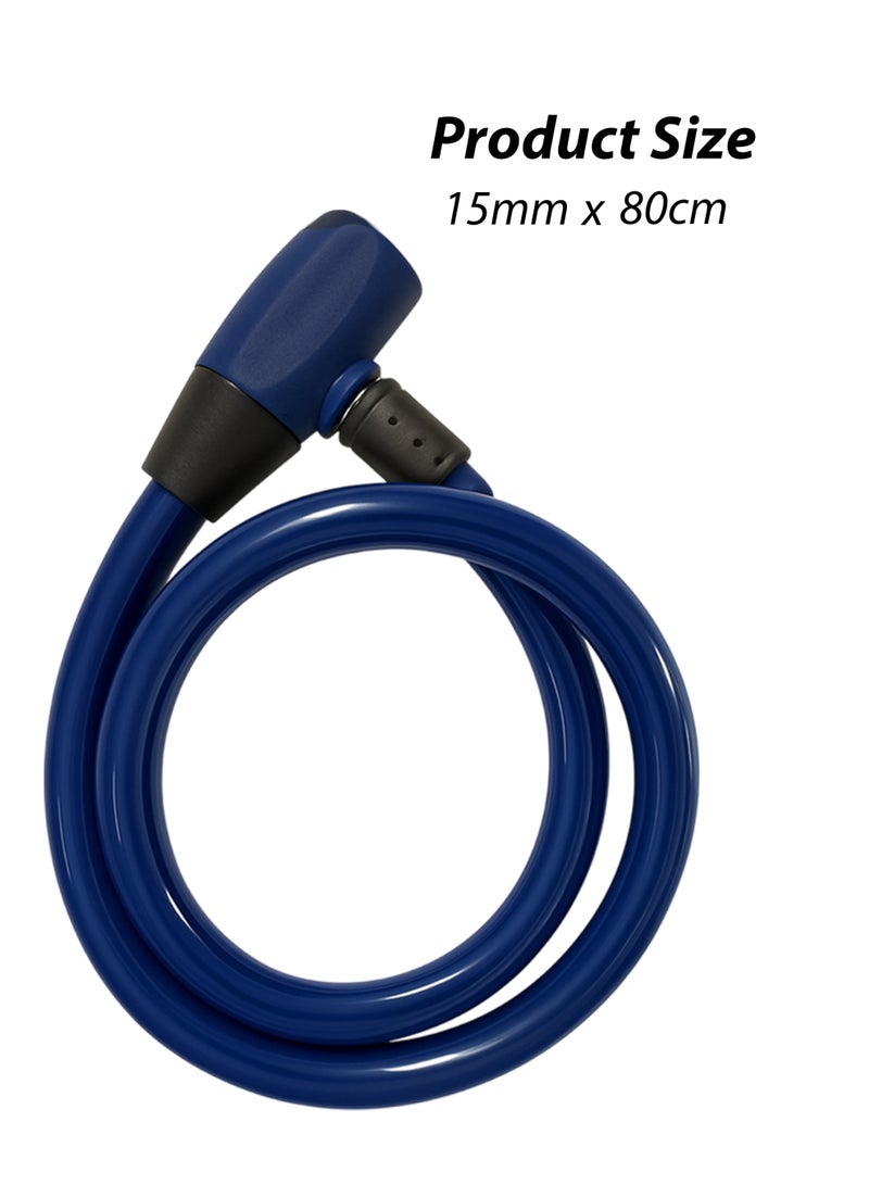 Toshionics قفل دراجة ثقيل 80 سم كابل قفل مضاد للسرقة للدراجة، السكوتر، عربة الأطفال، الدراجة الكهربائية، الدراجة النارية، البوابة والاستخدام الخارجي مع مشبك قفل سبائك مع سلك فولاذي مطلي بـ HDPE (T114631) - Image 5