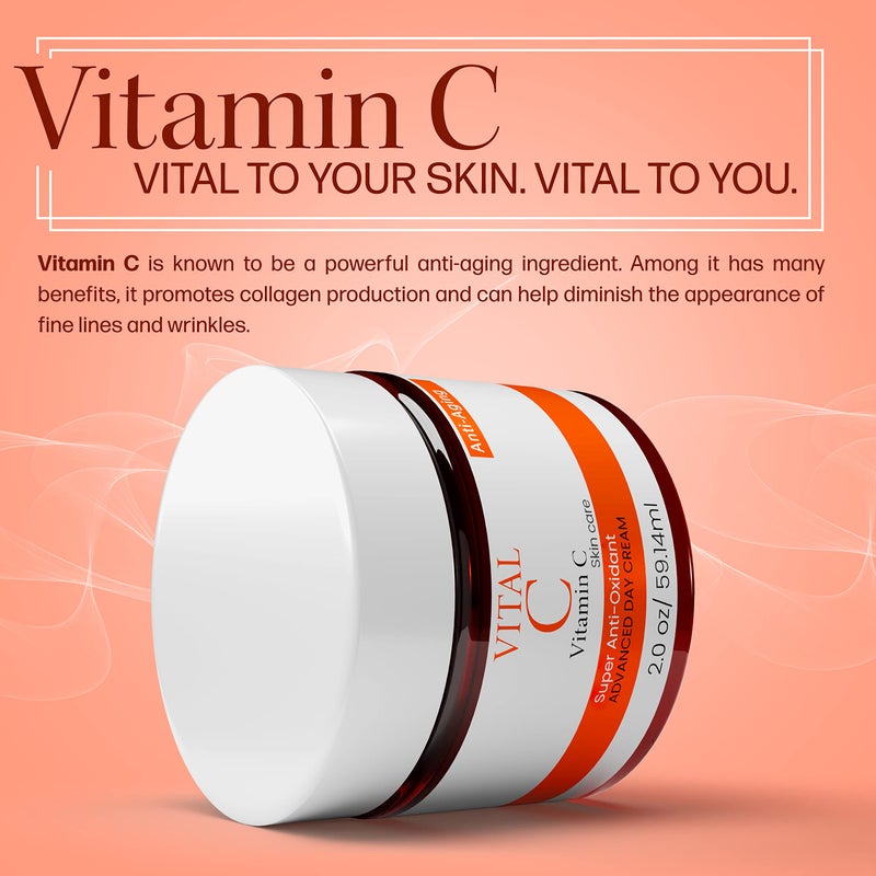 Dermapeutics Advanced Vitamin C Face Moisturizer Cream/Lotion - Anti-Oxidant, Hydrating Day & Night Cream to Reduce Wrinkles, Fine Lines, Dark Circles & Dark Spots | 2 Fl Oz - Image 5