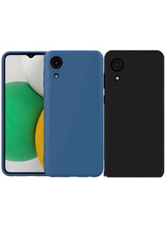 ساراونت غطاء حماية من السيليكون غير اللامع لهاتف Samsung Galaxy A03 Core - نحيف، ملون، جيد الإمساك (أسود، أزرق)  - Image 1