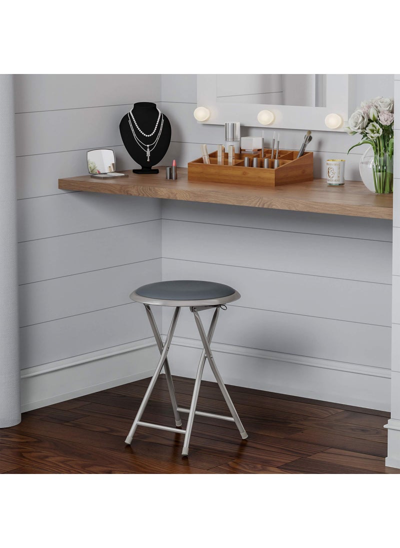 Lavish Home Lavish Home Folding Stool  Backless 18Inch Stool with 225lb Capacity for Kitchen or Rec Room  Portable Indoor Counter Bar Stools Gray 