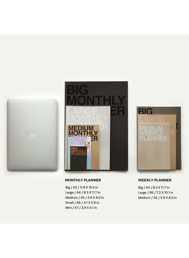 Jstory Mini Monthly Planner Set of 2 Stitch Bound Flat Lay Pocket Size Year Round Flexible Cover Goal/Time Organizer Thick Paper Eco Friendly Customizable A7 16 Months 150 GSM 18 Sheets Each Kraft - Image 5