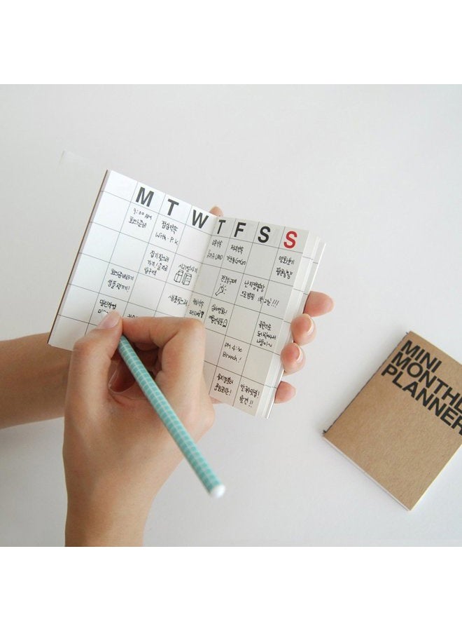 Jstory Mini Monthly Planner Set of 2 Stitch Bound Flat Lay Pocket Size Year Round Flexible Cover Goal/Time Organizer Thick Paper Eco Friendly Customizable A7 16 Months 150 GSM 18 Sheets Each Kraft - Image 3