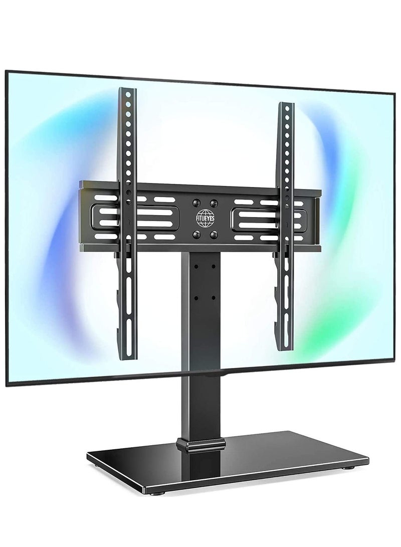 Adjustable TV Stand Mount with Tempered Glass Base Max Vesa For 37-55 inch LCD LED TV Black - Image 1