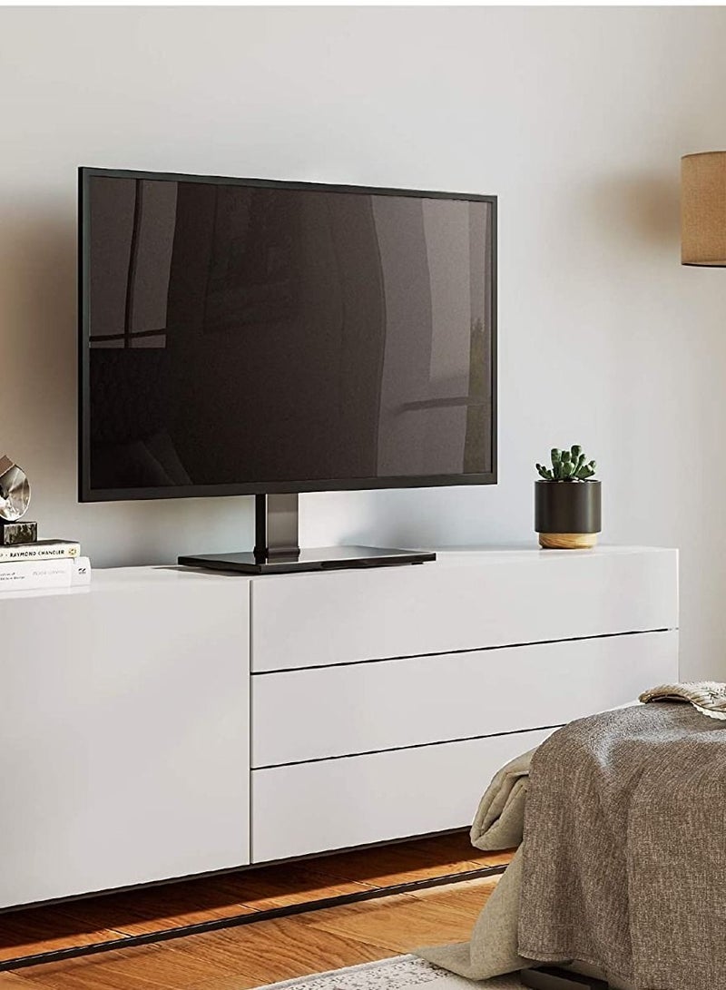 Adjustable TV Stand Mount with Tempered Glass Base Max Vesa For 37-55 inch LCD LED TV Black - Image 4