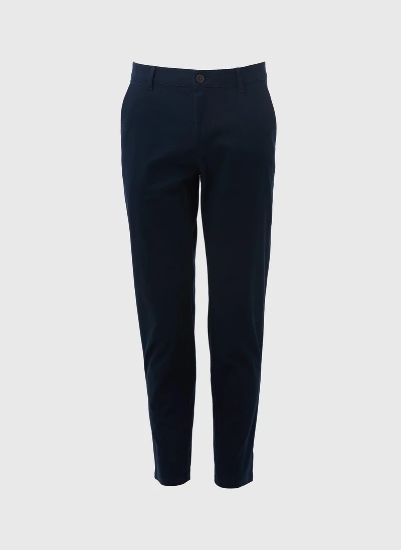 Matalan Navy Straight Fit Stretch Chinos