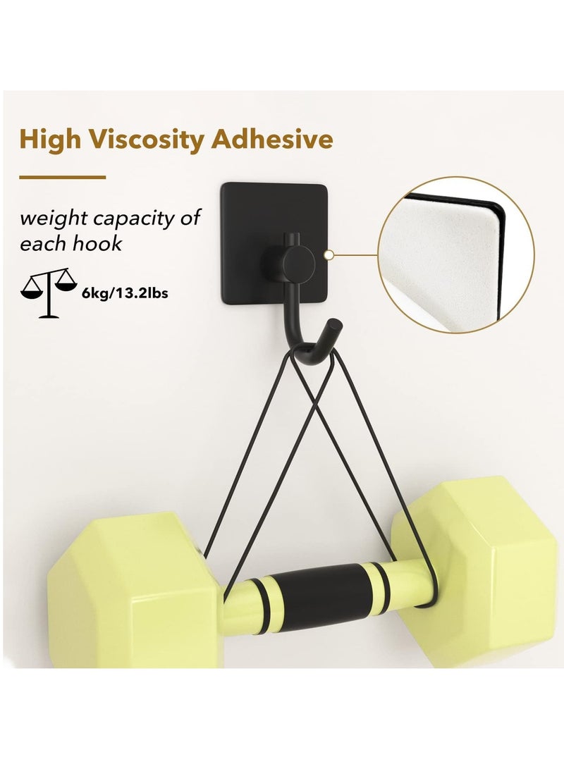 4 Packs Heavy Duty Stick On Wall and Door Hooks for Hanging Bathroom Towel Hooks and Kitchen Hallway Sticky Black Hooks Coat Hooks Robe Hook Wall Mounted Stainless Rustproof - Image 3