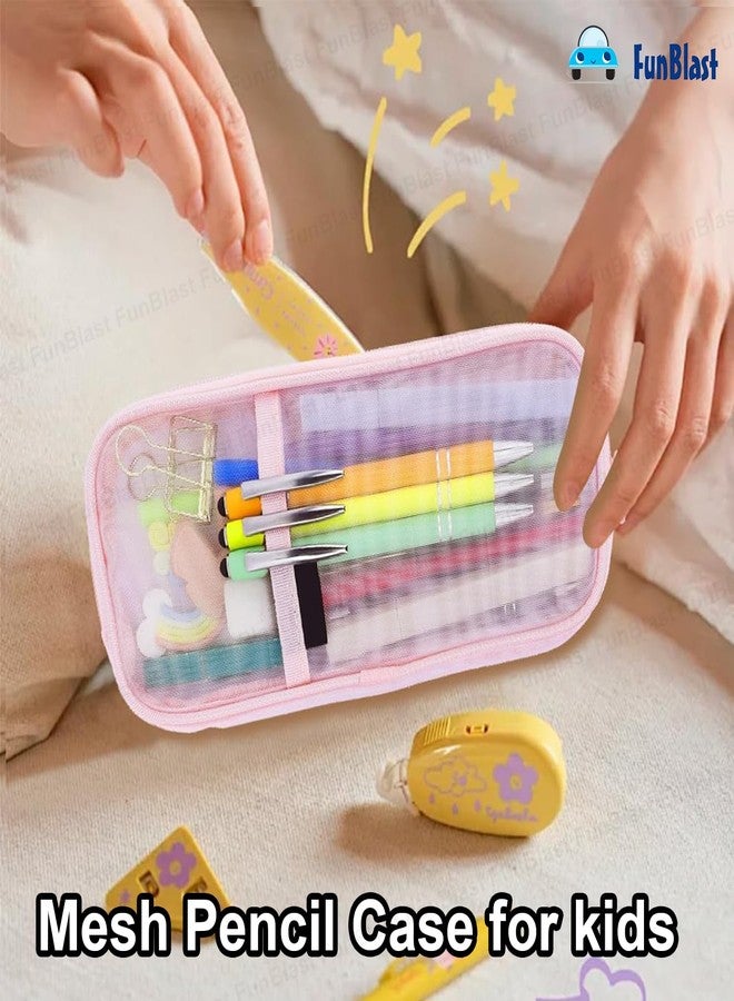 FunBlast Pen Pencil Case, Transparent Pencil Pouch with Zipper Closure Portable Clear Makeup Pouch, Large Capacity Pencil Bag, Stationery Bag for Students Girls Office Adults (Pink) - Image 5