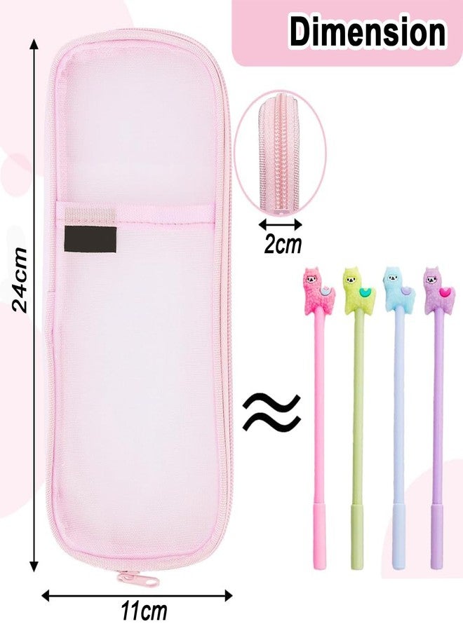 FunBlast Pen Pencil Case, Transparent Pencil Pouch with Zipper Closure Portable Clear Makeup Pouch, Large Capacity Pencil Bag, Stationery Bag for Students Girls Office Adults (Pink) - Image 2