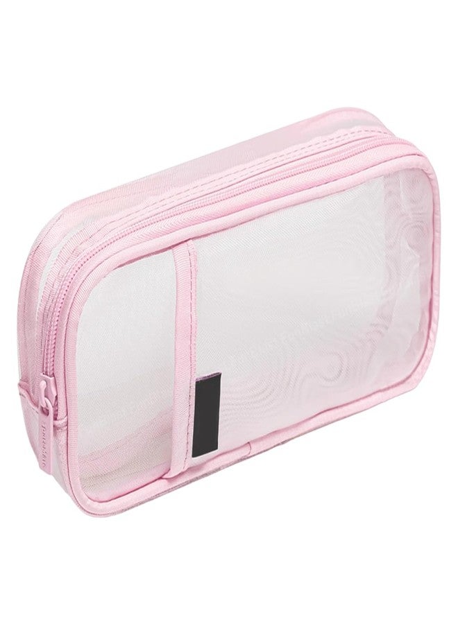 FunBlast Pen Pencil Case, Transparent Pencil Pouch with Zipper Closure Portable Clear Makeup Pouch, Large Capacity Pencil Bag, Stationery Bag for Students Girls Office Adults (Pink) - Image 1