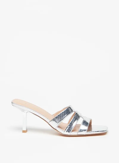 سيليست Women's Textured Slip-On Sandals with Stiletto Heels