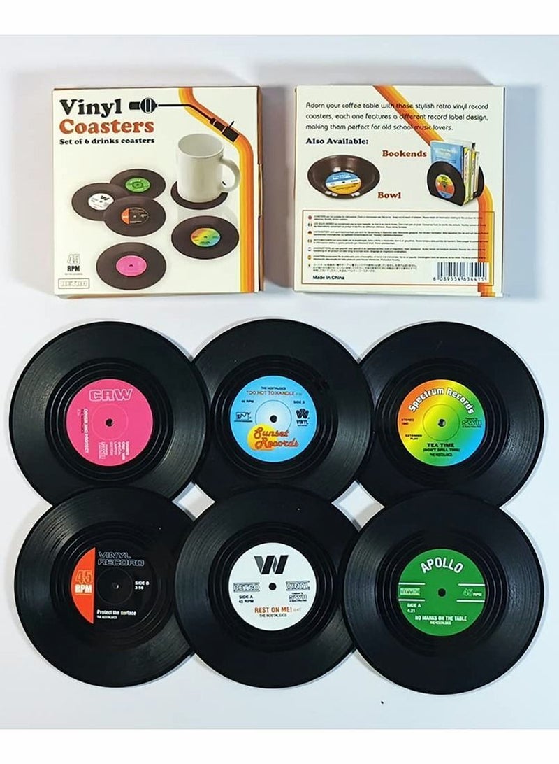 NIBEMINENT Record Coasters for Drinks with Gift Box Vinyl Disk Non-Slip 4.1 Inch Size Friend Parents to Restaurant/Bar/Party 6 Pcs  - Image 3