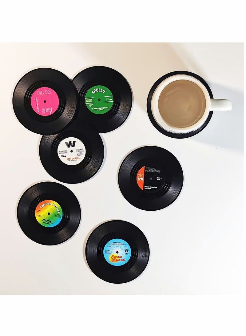 NIBEMINENT Record Coasters for Drinks with Gift Box Vinyl Disk Non-Slip 4.1 Inch Size Friend Parents to Restaurant/Bar/Party 6 Pcs  - Image 2