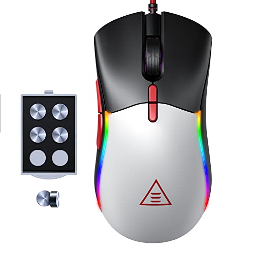 EKSA EM200 Gaming Mouse Wired, USB Mice with 13 RGB Backlit (Black and White) - Image 1