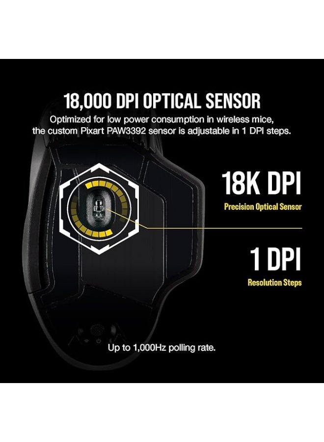 كورسير ماوس ألعاب لاسلكي دارك كور آر جي بي برو إس إي لألعاب منظور الشخص الأول (FPS)، وألعاب ساحات المعارك متعددة اللاعبين عبر الإنترنت (MOBA) مزود بتقنية سليب ستريم - Image 3