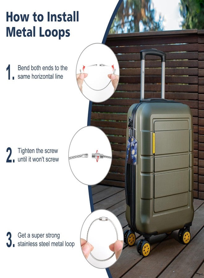 DTTO 2 Pcs Luggage Tags for Suitcases, Leather Travel Name ID Labels with Privacy Flap, Stainless Steel Loop for Women/Men/Kids/Girls, Nebulas Blue - Image 4