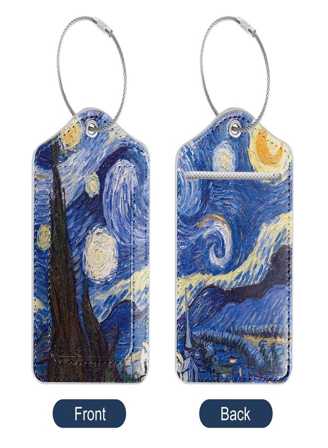 DTTO 2 Pcs Luggage Tags for Suitcases, Leather Travel Name ID Labels with Privacy Flap, Stainless Steel Loop for Women/Men/Kids/Girls, Nebulas Blue - Image 5