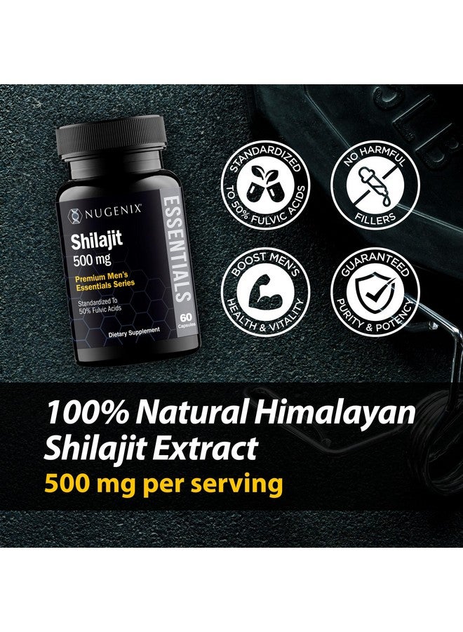 Nugenix مكمل كبسولات نوجنيكس إسينشالز شيلجيت - 500 ملغ، موحد إلى 50% أحماض فلفيكية، هيمالايا، شيلجيت نقي للرجال، 60 كبسولة - Image 3