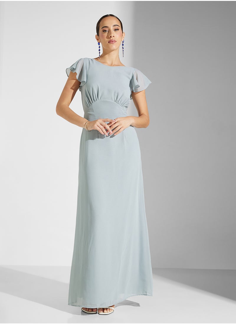 Anaya With Love Georgette Cowl Back Flutter Sleeve Maxi Dress  - Image 4