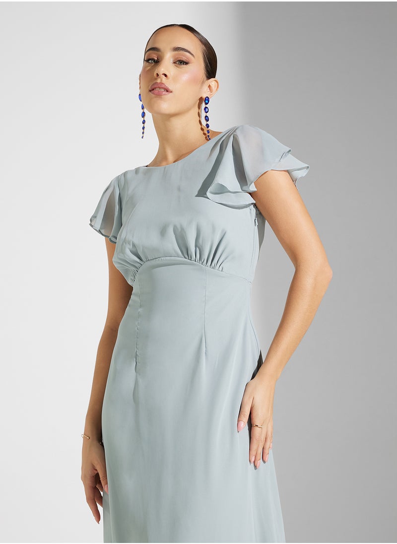 Anaya With Love Georgette Cowl Back Flutter Sleeve Maxi Dress  - Image 3