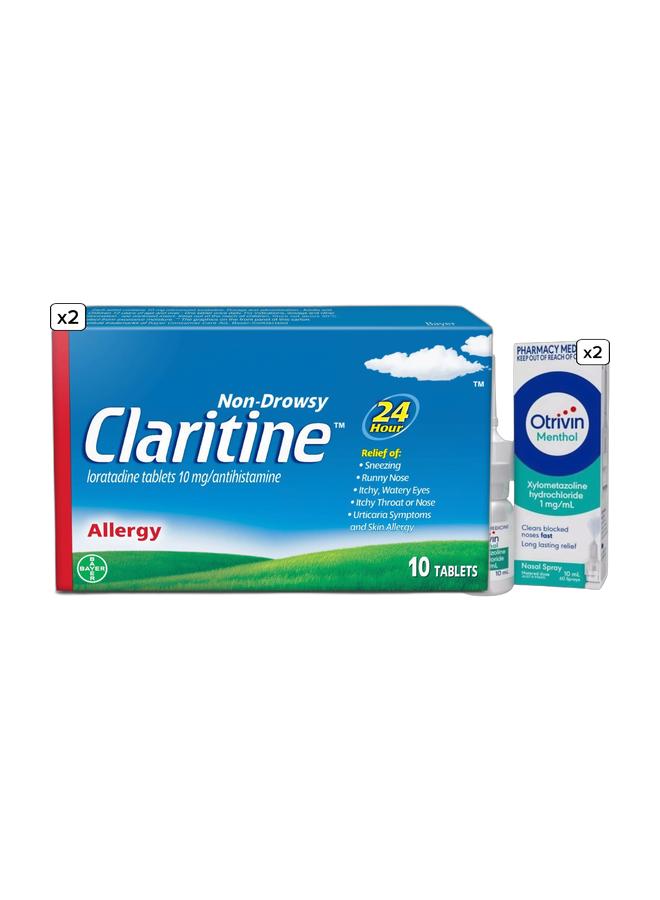 Claritine كبسولات تخفيف ألم الحساسية 10 ملغ 10 قطع 10 كبسولات (10 ملغ) ورذاذ أنفي بجرعة محددة من المنثول - Image 1