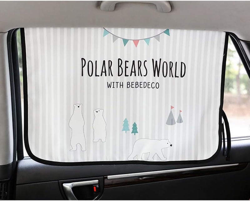 bebedeco Magnetic Car Sun Shade Curtain for Side Window – Sun Blocker and UV Protector for Baby, Kids, and Pets – Universal Fit with Built-in Magnets for Steel-Framed Door (Be-Pola Bear) - Image 3