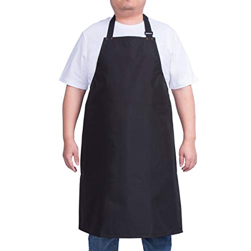 ALIPOBO Waterproof Apron for Men and Women, Durable Heavy Duty Extra Long Adjustable Bib Apron for Kitchen Cooking, Dish Washing, Butcher, Dog Grooming, Lab work, Black - Image 1