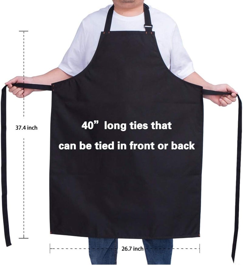 ALIPOBO Waterproof Apron for Men and Women, Durable Heavy Duty Extra Long Adjustable Bib Apron for Kitchen Cooking, Dish Washing, Butcher, Dog Grooming, Lab work, Black - Image 3