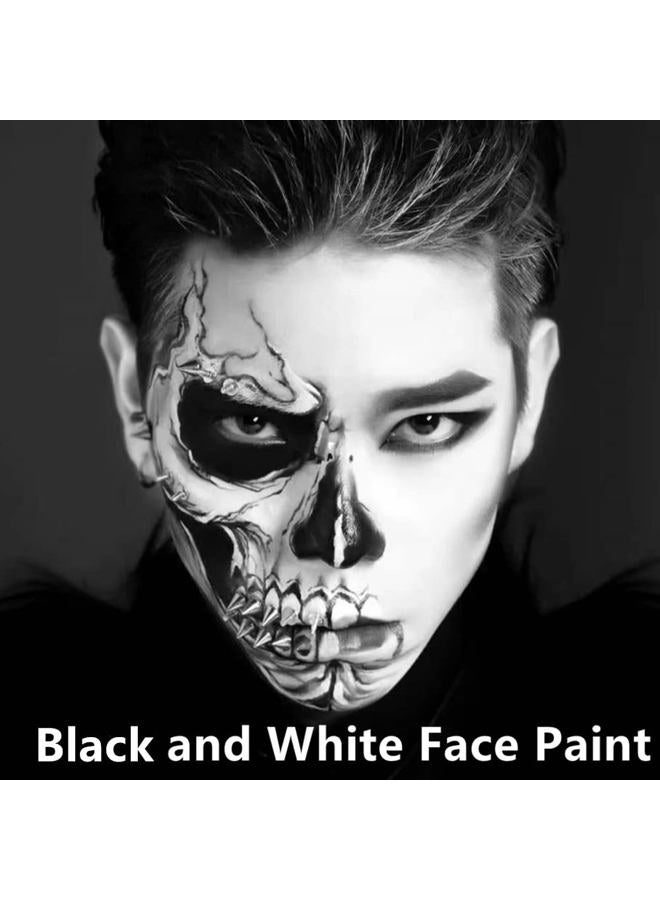 Go Ho Black and White Face Body Paint(4.74 oz),Water Based Cream White Black Face Painting Kit for SFX Cosplay Costumes Festivals Halloween Skull Zombie Skeleton Goth Vampire Makeup - Image 3
