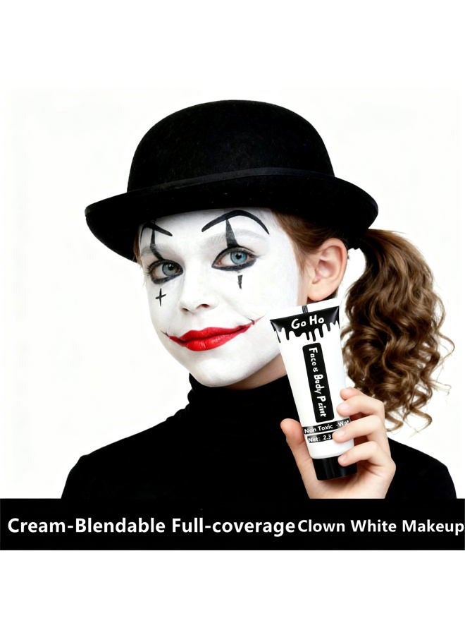 Go Ho Black and White Face Body Paint(4.74 oz),Water Based Cream White Black Face Painting Kit for SFX Cosplay Costumes Festivals Halloween Skull Zombie Skeleton Goth Vampire Makeup - Image 4
