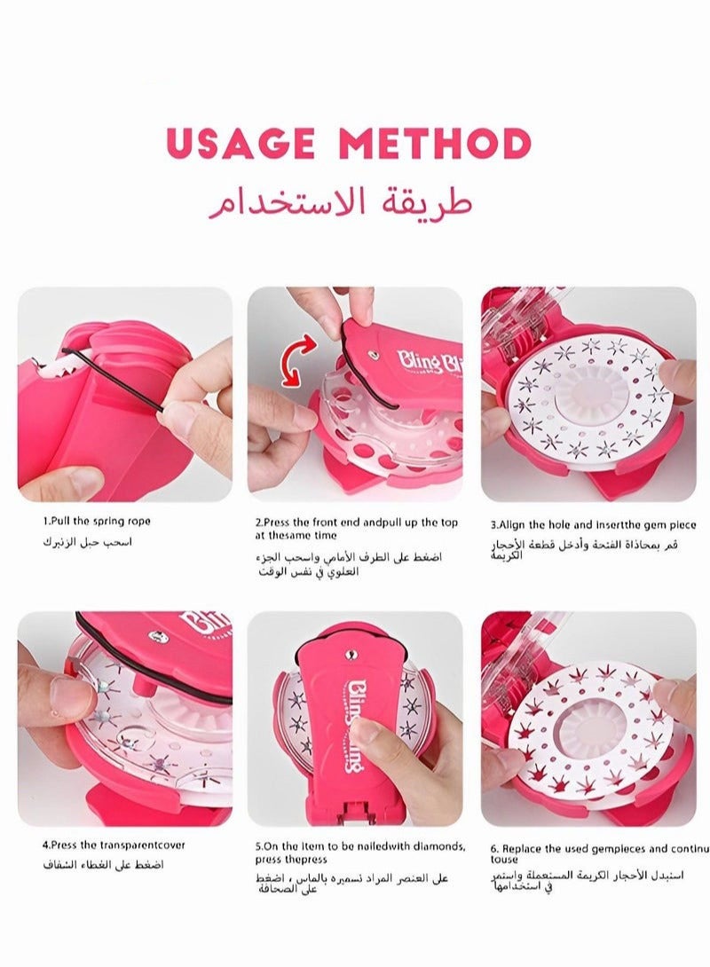 DURKU Hair Gem Stamper with 180 Rhinestones for DIY Bedazzling, Diamond Collection Starter Kit - Girls Hair Styling Tool, Bling Jewels Toy for Hair, Phone Covers, Shoes, Backpacks & More! Great Gift for K - Image 2