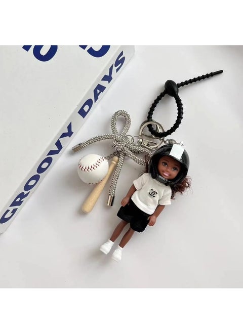 Cute Retro Pendant Improved Barbie Doll Key Chain Golf Baseball Key Chain