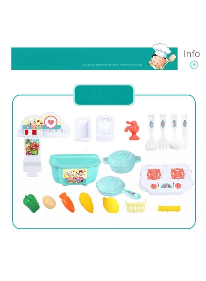 Kitchen Playset 22 PCS Pretend Kitchen Toy  Portable Lightweight Kitchen Toy Games Role Play Cookware Indoor DIY Toy  Kitchen Accessories Early Educational Toys Learning Gift Cooking Toy Set for Boys Girls Kids Children Blue - Image 5