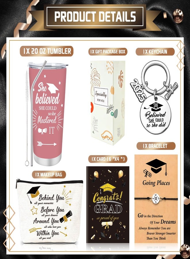 Keluna Graduation Gifts for Her - 5Pcs 2025 Congrats Grad Gifts Set, 20oz Tumbler Keychain Bracelet Makeup Bag Card, High School College Masters Degree PHD Gaduation Gift for Daughter Niece Sisters - Image 2