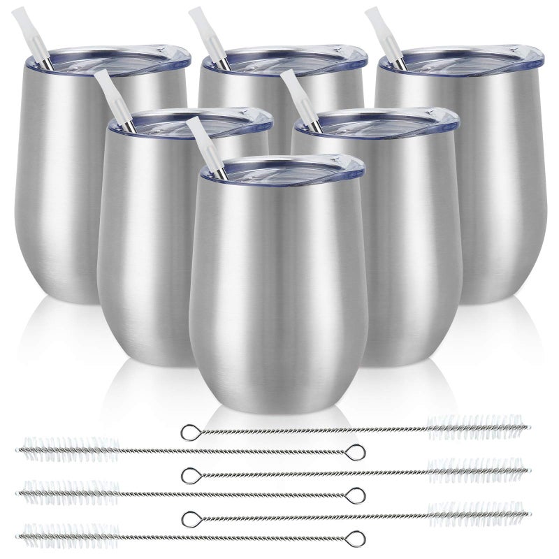 Lifecapido 6 Pack Stainless Steel Straw Replacement 40 oz for Stanley Adventure Travel Tumbler Reusable Straws with Cleaning Brush Compatible with Stanley 40oz Stanley Cup Tumbler 