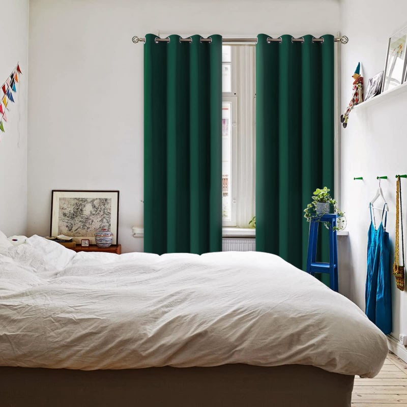 BGment بئسة الستائر الخضراء تعتيم 72 بوصة طول 2 لوحات مجموعة جروميت الغرفة المعزولة الحرارية الستائر غامق لغرفة النوم كل 46 × 72 بوصة - Image 2