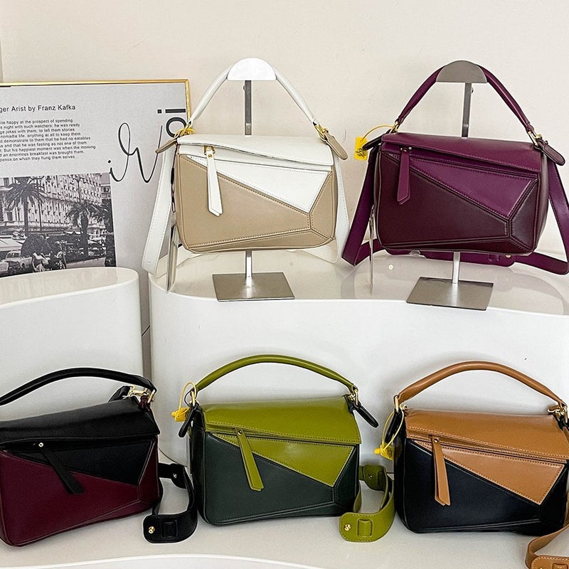 Hand Bag Small Bag Women'S New All-Match Casual Pillow Bag Geometric Stitching Shoulder Bag Portable Crossbody Bag - Image 2