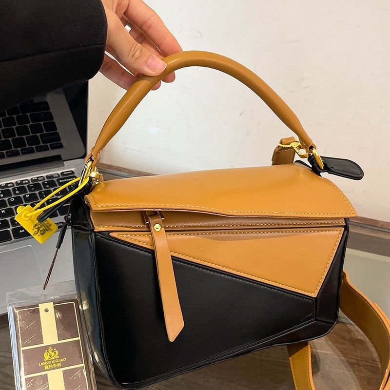 Hand Bag Small Bag Women'S New All-Match Casual Pillow Bag Geometric Stitching Shoulder Bag Portable Crossbody Bag - Image 3
