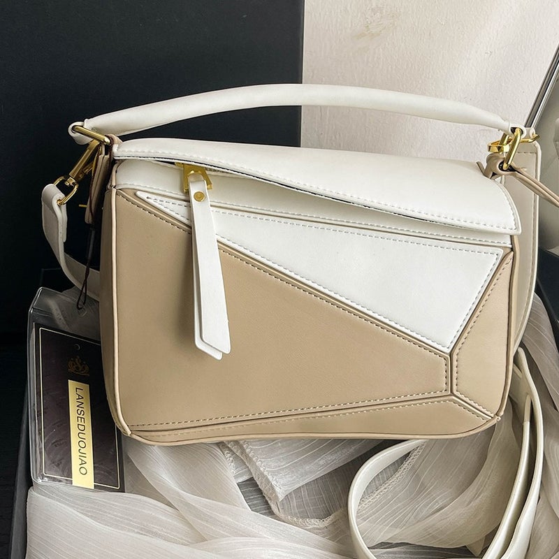 Hand Bag Small Bag Women'S New All-Match Casual Pillow Bag Geometric Stitching Shoulder Bag Portable Crossbody Bag - Image 5