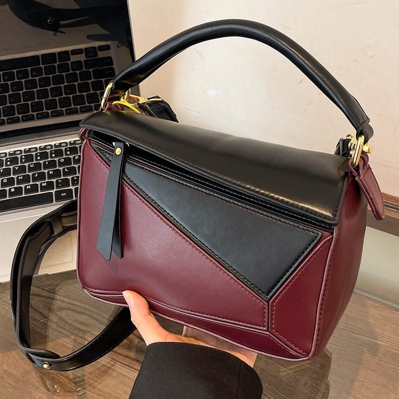 Hand Bag Small Bag Women'S New All-Match Casual Pillow Bag Geometric Stitching Shoulder Bag Portable Crossbody Bag - Image 4